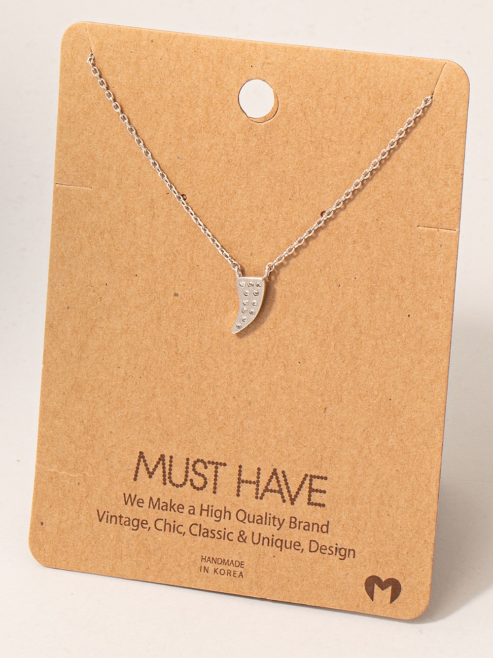 Mini Silver Pave HORN Necklace. 16” chain NWT